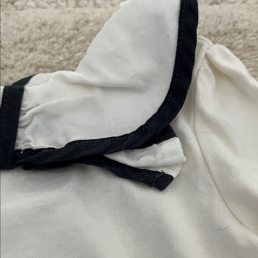 Janie and Jack Ivory Long Sleeve with Navy Bow - Picture 5 of 7